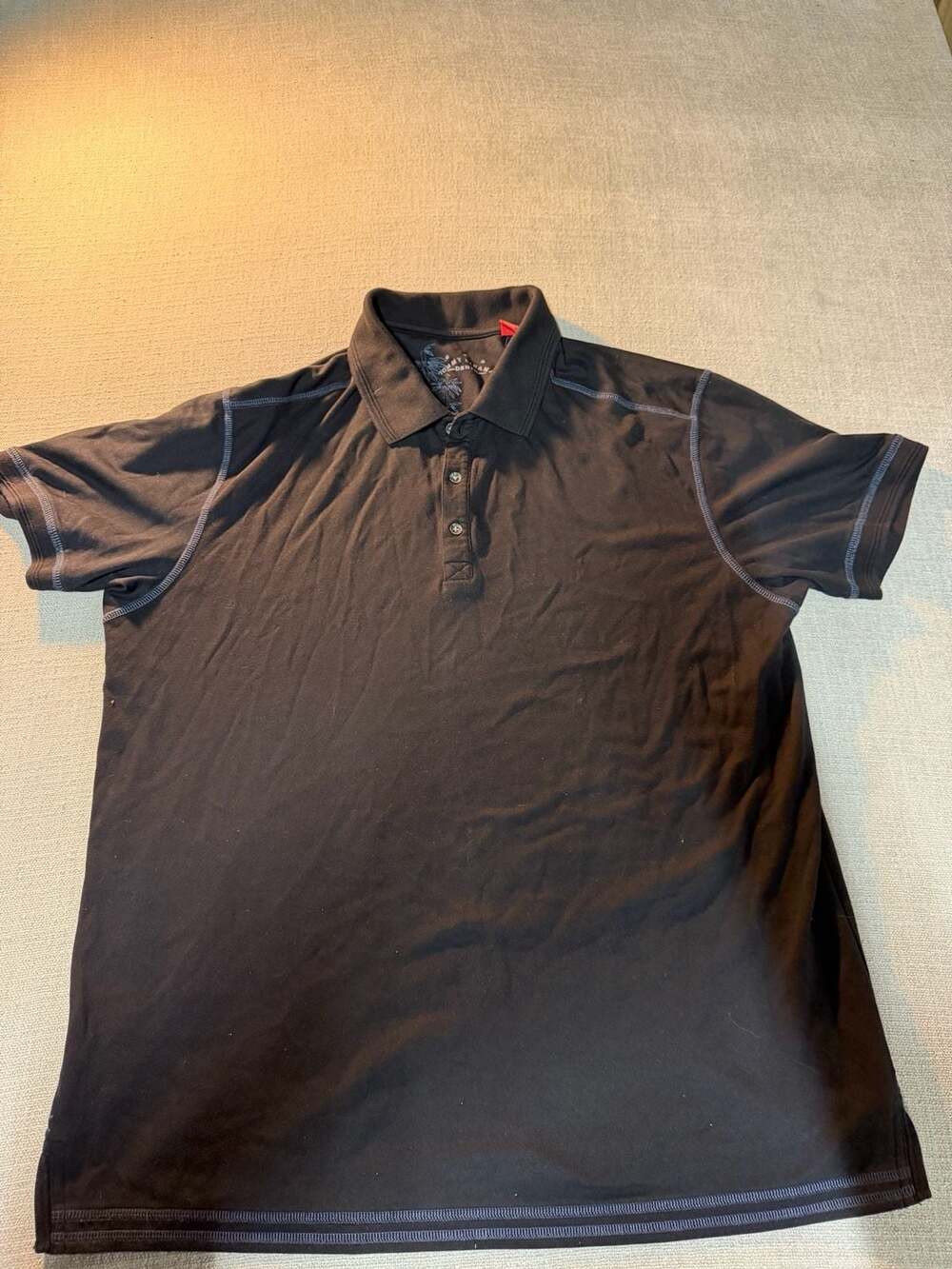 Tommy Bahama Denim Polo Shirt Size XL Black Contrast Stitching